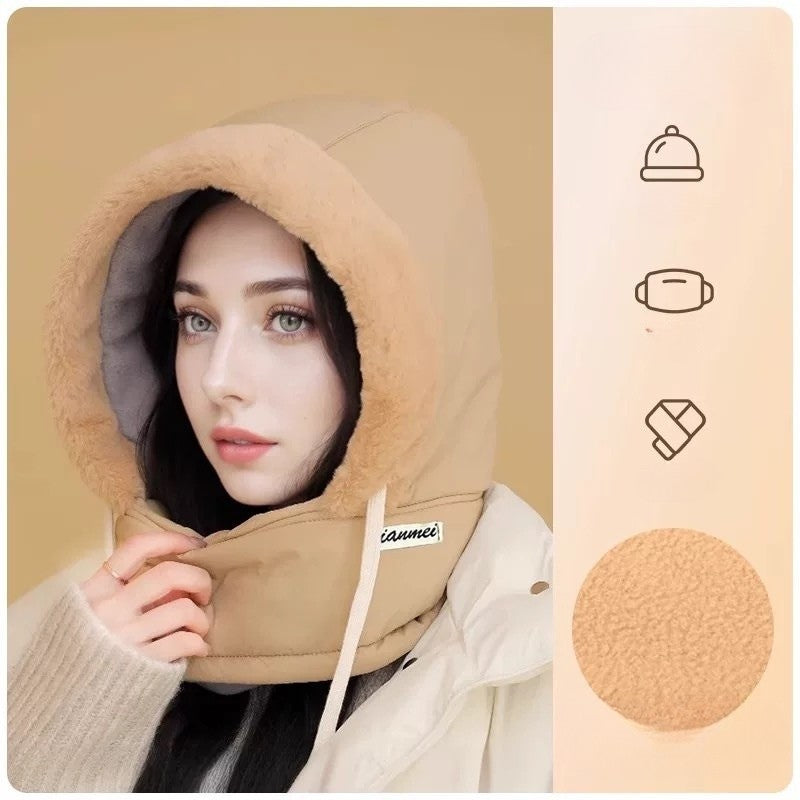 3-i-1 vintermössa med halsduk & ansiktsmask – varm fleece mot kyla