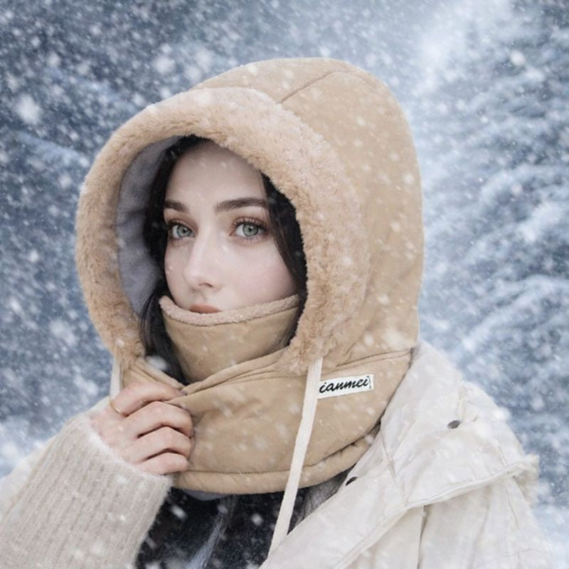 3-i-1 vintermössa med halsduk & ansiktsmask – varm fleece mot kyla