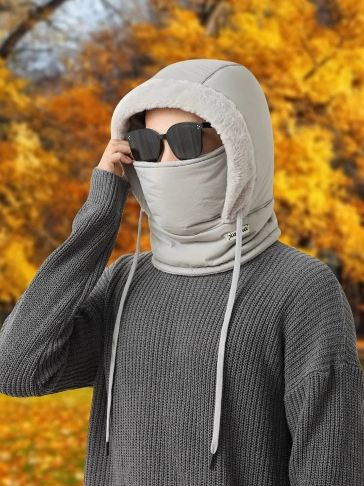3-i-1 vintermössa med halsduk & ansiktsmask – varm fleece mot kyla